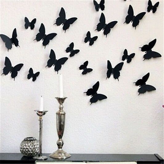 Qfdian Party decoration 24Pcs/Lot PVC 3D DIY Butterfly Wall Stickers Home Decor Poster for Kitchen Room Adhesive to Wall Decals Decoration