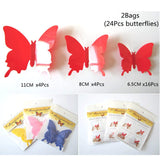 Qfdian Party decoration 24Pcs/Lot PVC 3D DIY Butterfly Wall Stickers Home Decor Poster for Kitchen Room Adhesive to Wall Decals Decoration