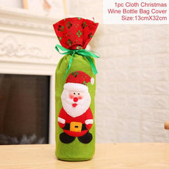 Qfdian Christmas Decorations for Home Santa Claus Wine Bottle Cover Snowman Stocking Gift Holders Xmas Navidad Decor New Year