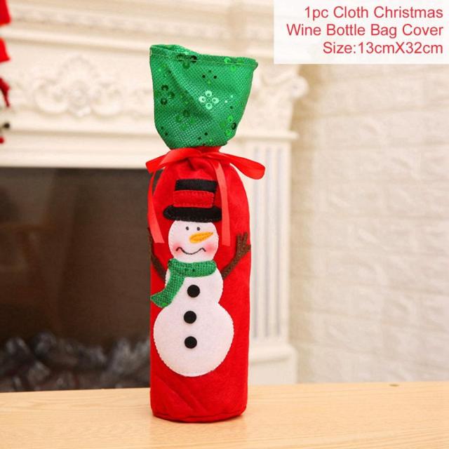 Qfdian Christmas Decorations for Home Santa Claus Wine Bottle Cover Snowman Stocking Gift Holders Xmas Navidad Decor New Year