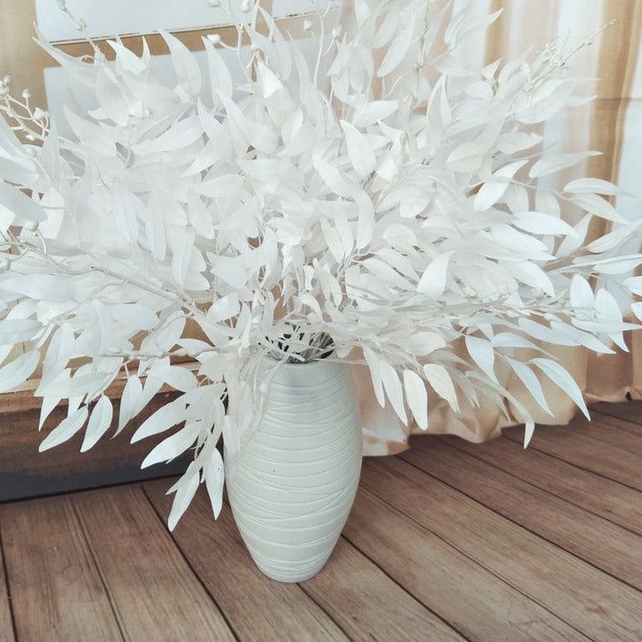 Qfdian New Year's gift  Artificial White Flower Plant Wedding Bouquet Decoration Silk Flower Home Vase Decor Willow Leaf Green Grass Fake Flowers