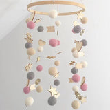 Qfdian DIY Colorful Balls Bed Bell Rotating Baby Rattles Crib Mobiles Holder Arm Bracket Music Box Mom Handmade Wind Chime Toy For Baby