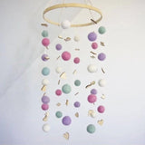 Qfdian DIY Colorful Balls Bed Bell Rotating Baby Rattles Crib Mobiles Holder Arm Bracket Music Box Mom Handmade Wind Chime Toy For Baby